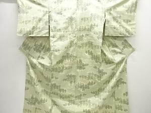 アンティーク　樹木模様織り出し十日町紬着物